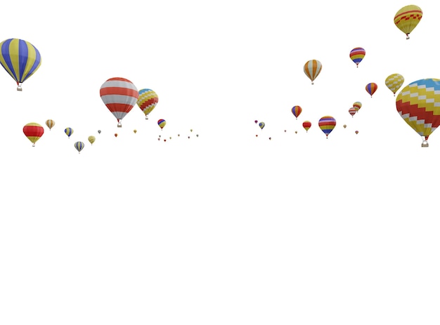 Un groupe de ballons à air chaud colorés flottant isolé sur blanc backgronud. 3D