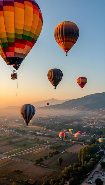 un groupe de ballons à air chaud volant dans le ciel