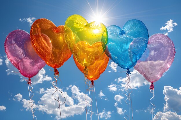 Un groupe de ballons colorés flottant dans l'air