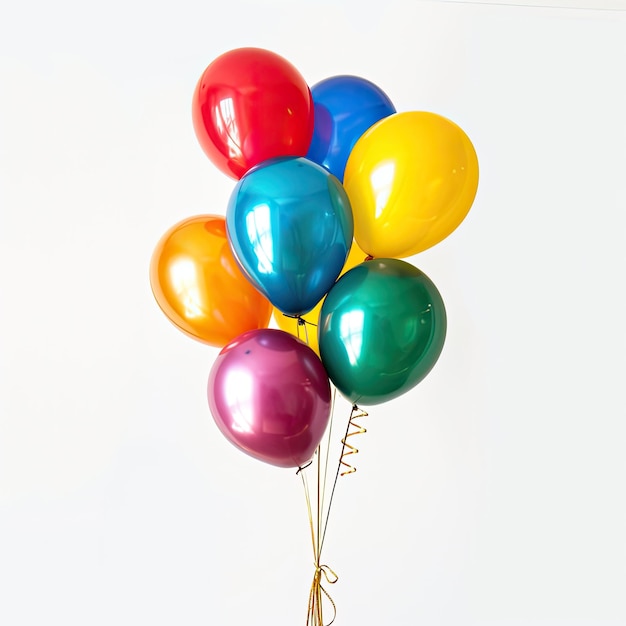 Un groupe de ballons colorés sur fond blanc Décor festif