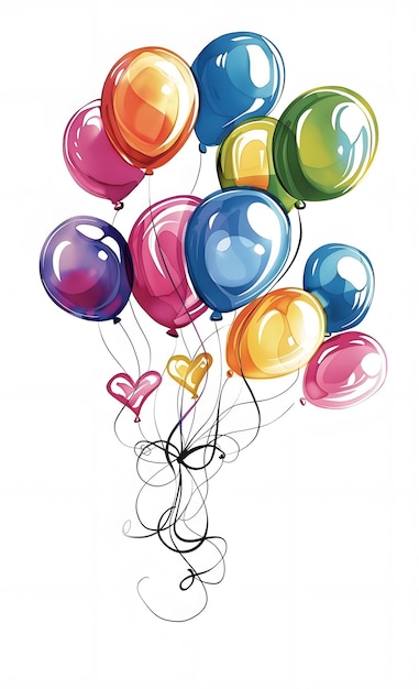 Photo un groupe de ballons colorés isolés sur un fond blanc illustration vectorielle