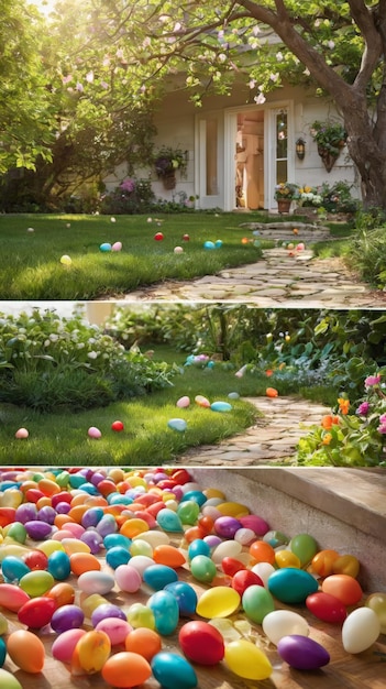 Un groupe de ballons dans l'herbe