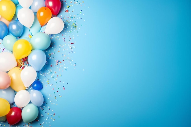 un groupe de ballons avec un fond bleu avec un fond Bleu