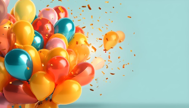 un groupe de ballons avec un fond bleu