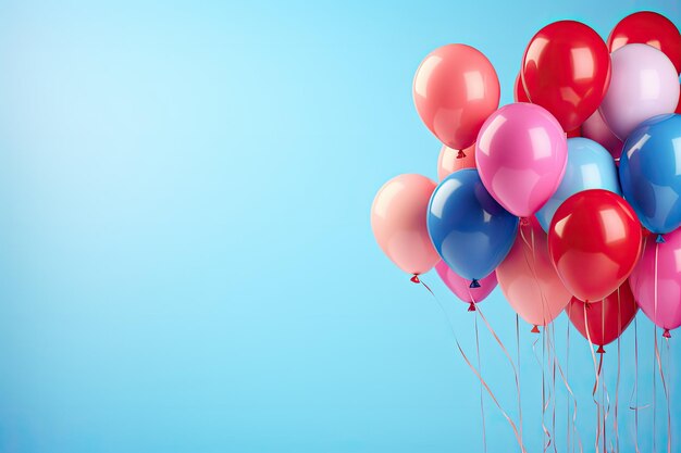 Un groupe de ballons lumineux sur l'espace d'arrière-plan de couleur pour le texte Temps de célébration