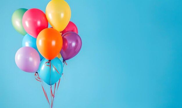 Un groupe de ballons lumineux sur un fond bleu pour le texte