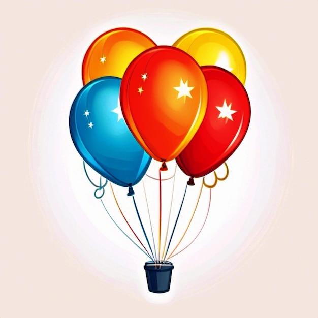 Un groupe de ballons pour anniversaire et fête Ballon volant avec corde Bleu rouge et jaune