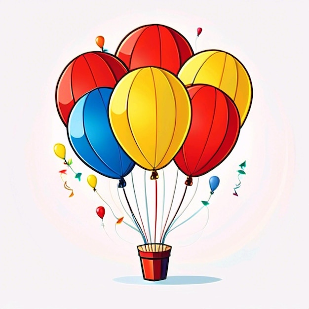 Un groupe de ballons pour anniversaire et fête Ballon volant avec corde Bleu rouge et jaune