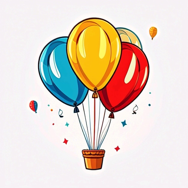 Un groupe de ballons pour anniversaire et fête Ballon volant avec corde Bleu rouge et jaune