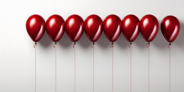 Un groupe de ballons rouges isolés sur un fond blanc Ballons d'hélium flottants