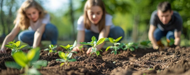 Un groupe de bénévoles plantant des arbres dans le parc