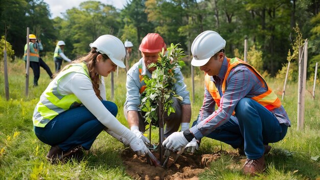 Un groupe de bénévoles plantant de nouveaux arbres