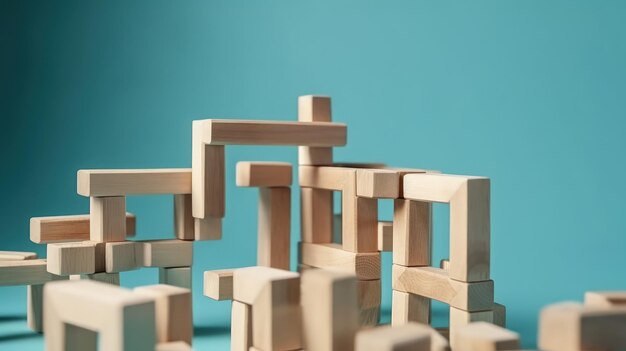 Un groupe de blocs de bois assis sur une table