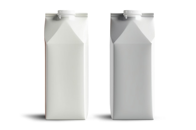 Groupe de boîtes de lait blanches d'un demi-litre avec couvercle isolé sur blanc avec modèle d'emballage d'ombre original d'un récipient de vente au détail pour produits liquides