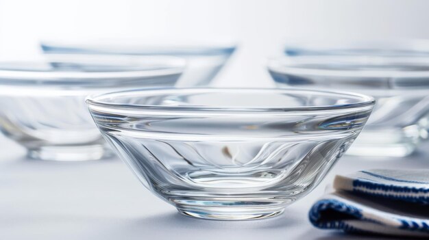 Un groupe de bols de verre sur la table