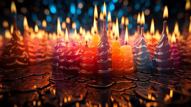 Un groupe de bougies colorées qui disent l'année