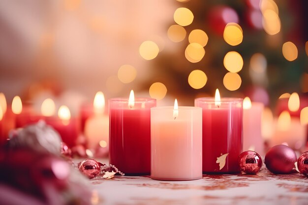 Un groupe de bougies de Noël festives