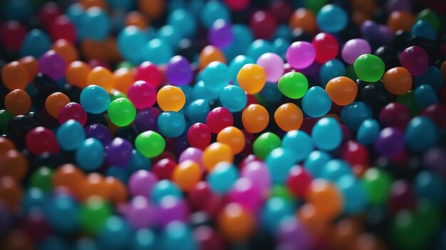 un groupe de boules colorées dans un bol d'eau