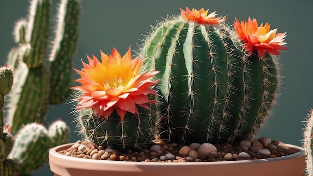 Un groupe de cactus dans un pot