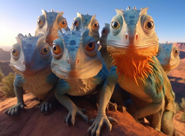 Un groupe de caméléons