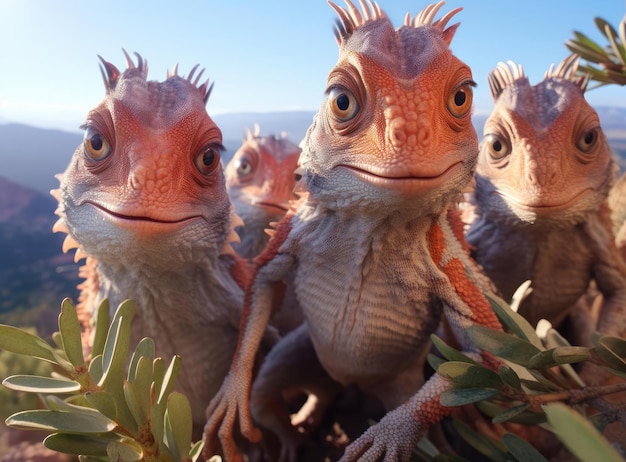 Un groupe de caméléons