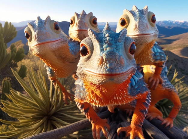 Un groupe de caméléons