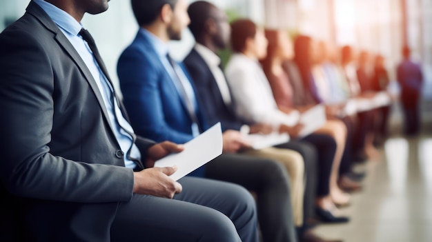 Groupe de candidats en attente d'un entretien d'embauche