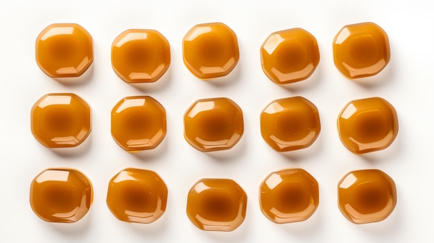 Photo un groupe de caramels sur une surface blanche