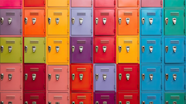 un groupe de casiers colorés