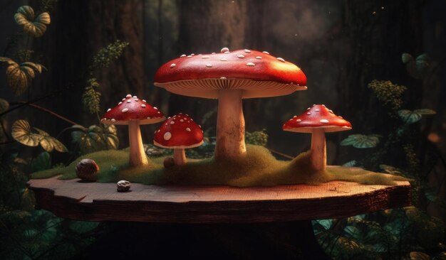 Un groupe de champignons dans une forêt