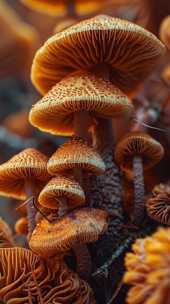 un groupe de champignons qui sont sur un arbre