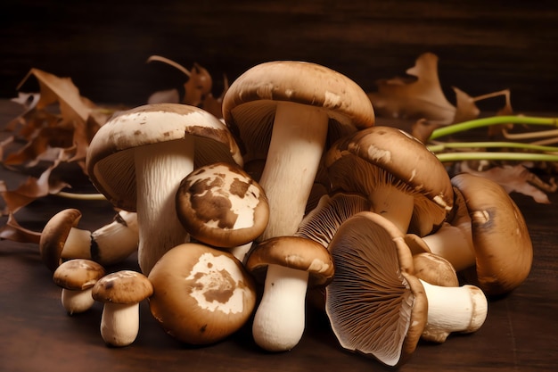 un groupe de champignons sur une table