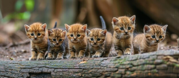 Photo un groupe de chatons marchant sur des bûches