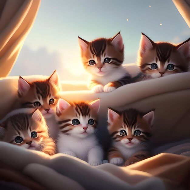 Groupe de chatons mignons