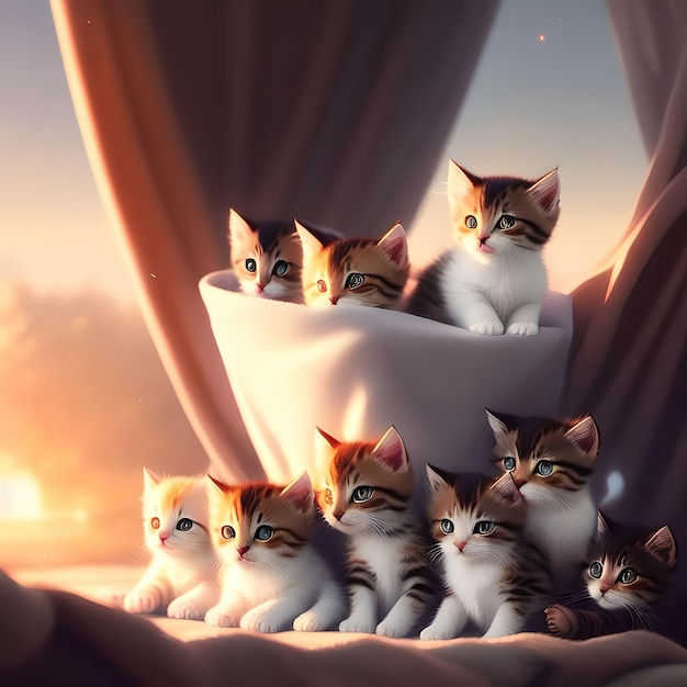 Groupe de chatons mignons