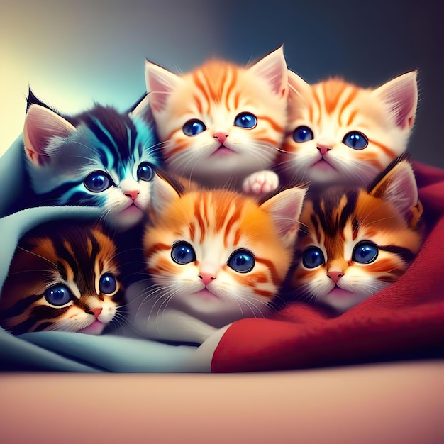 Photo groupe de chatons mignons