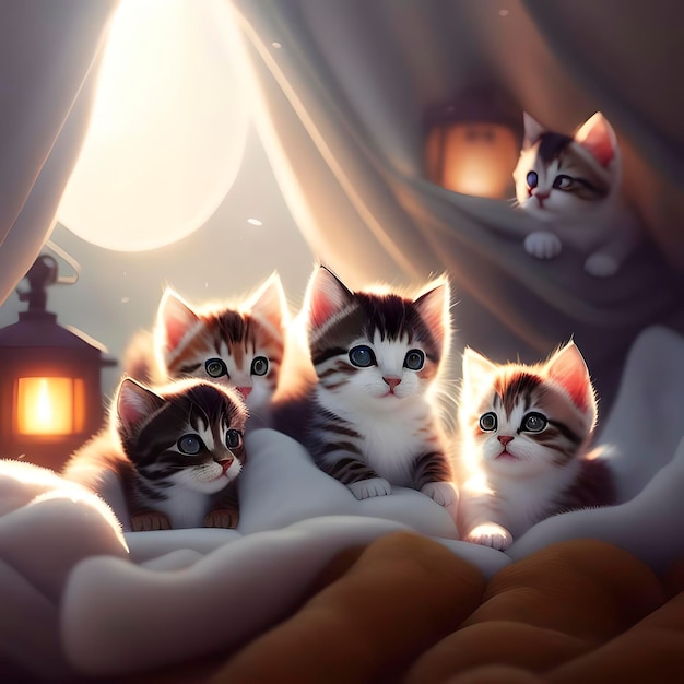 Groupe de chatons mignons