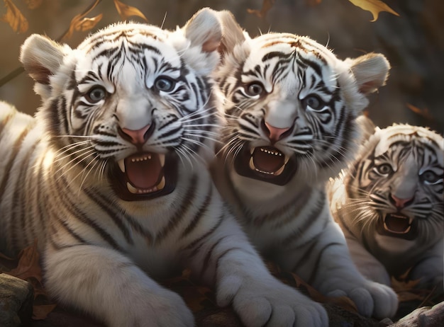 Un groupe de chatons tigres blancs