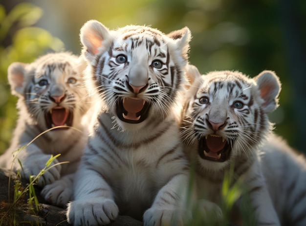 Photo un groupe de chatons tigres blancs