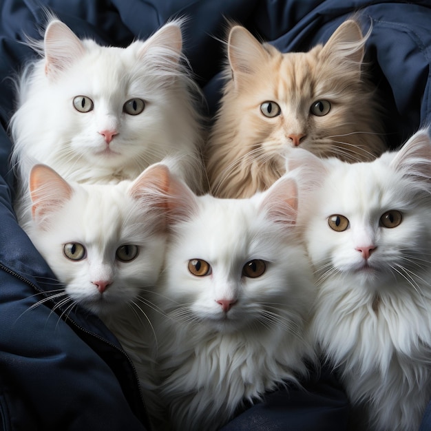 Un groupe de chats assis ensemble ai