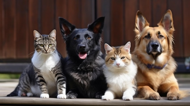 Groupe de chats et de chiens IA générative