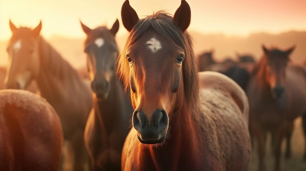 Un groupe de chevaux Generative AI Art