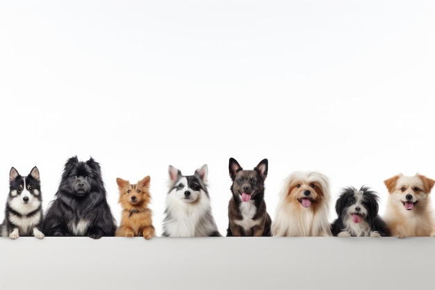 Photo groupe de chiens sur fond blanc studio shot isolé