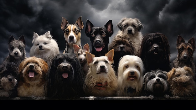 un groupe de chiens qui posent pour une photo.