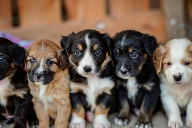 Photo un groupe de chiots assis ensemble ia générative