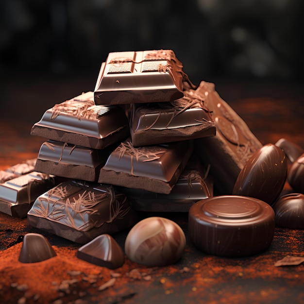 Un groupe de cinq chocolats chaque chocolat a un style unique