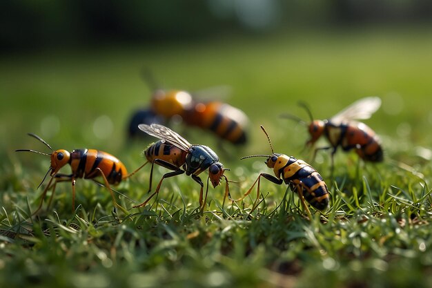 un groupe de coléoptères qui sont sur le sol