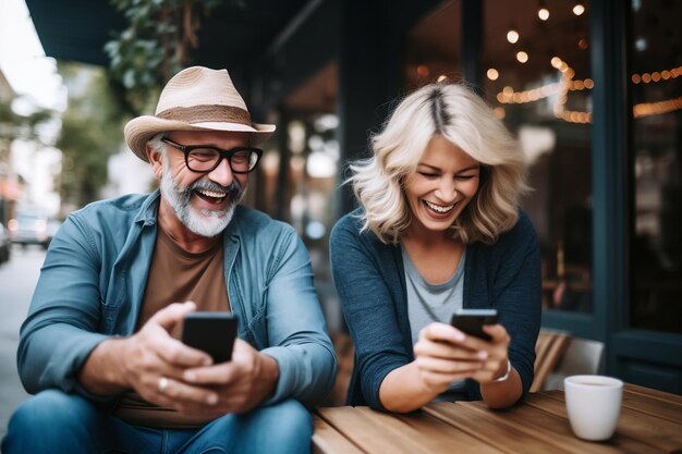 Un groupe de collègues adultes heureux, satisfaits, joyeux, riants et aimants, Generative Ai