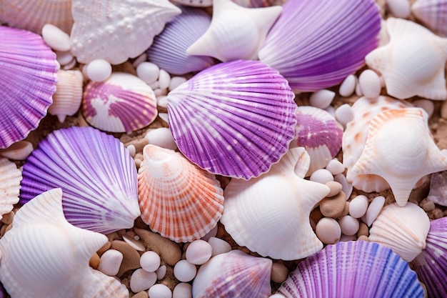 un groupe de coquillages sur une plage