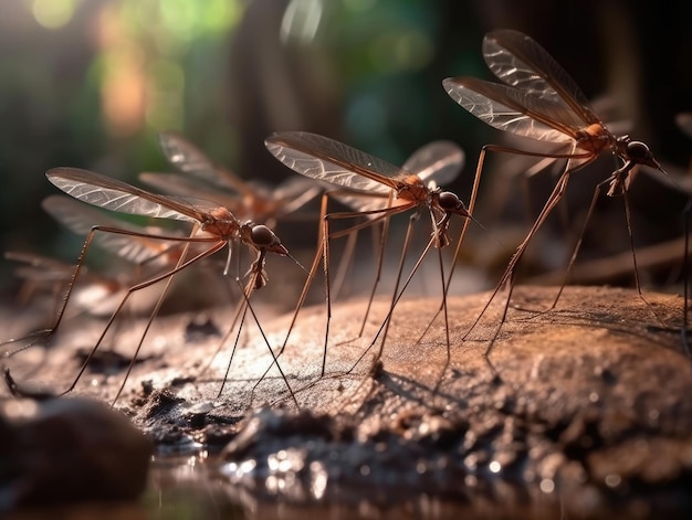 Photo groupe de crane fly dans l'ia générative de l'habitat naturel